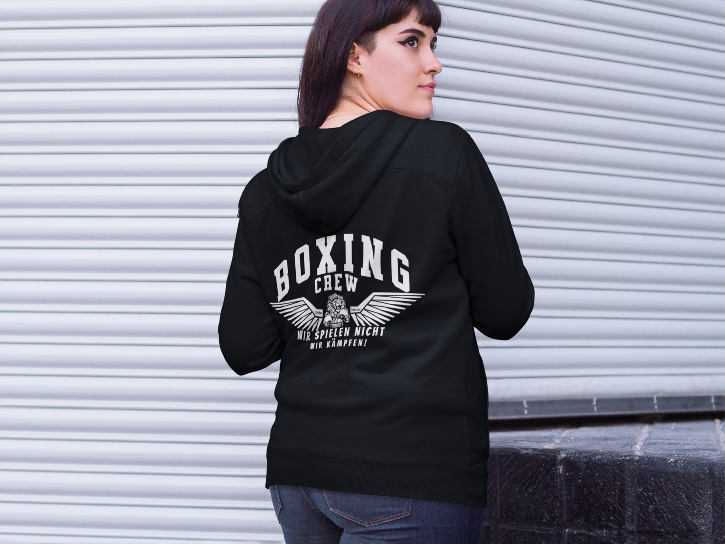 Ladies Short Oversized Zip Jacke Boxen | Boxing Crew3